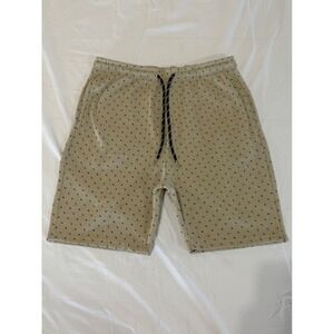 Public Record Anchor & Boat Print Fleece Shorts Oatmeal L Nautical Summer Casual